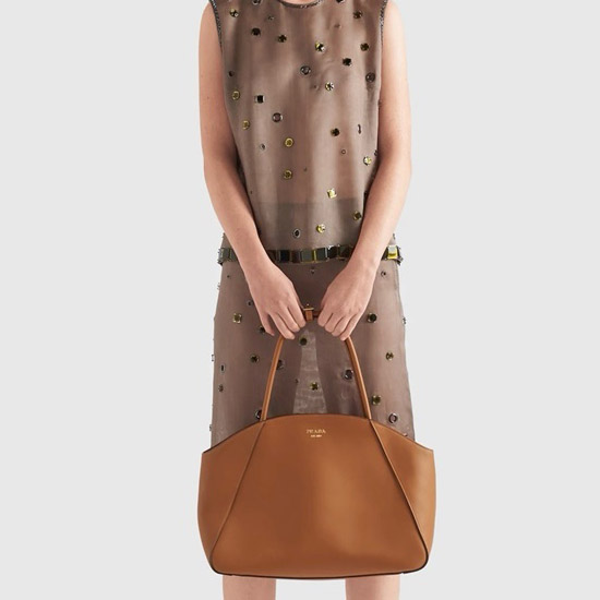 프라다 라지 레더 토트백 카라멜 1BG510 - Prada Large Leather Tote Bag Caramel