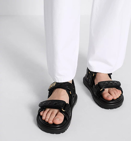 디올 디올액트 Dioract 샌들 퀼티드 까나쥬 카프스킨 블랙 KCO005CQC_S900